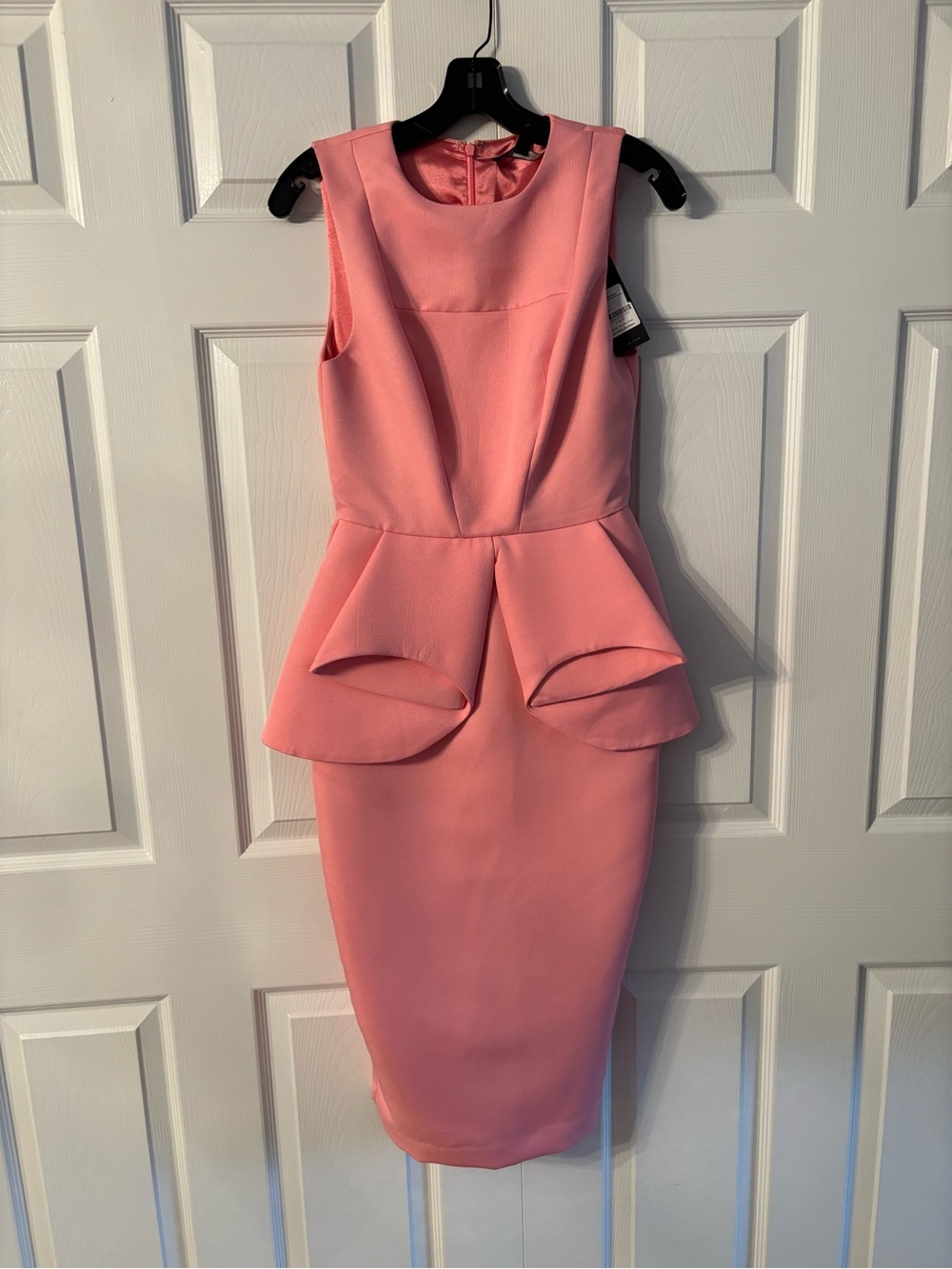 AQ/AQ Coral Pink Peplum Midi Dress